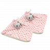 Doudou plat lapin gris rose étoiles KIMADI lot de 2