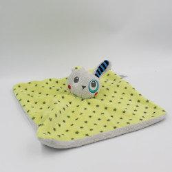 Doudou plat lapin vert gris étoiles KIMADI