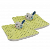 Doudou plat lapin vert gris étoiles KIMADI lot de 2
