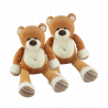 Doudou ours blanc beige marron pattes rayé BABY NAT lot de 2