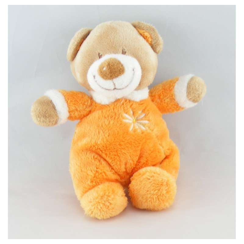 Doudou ours beige orange fleur NICOTOY 