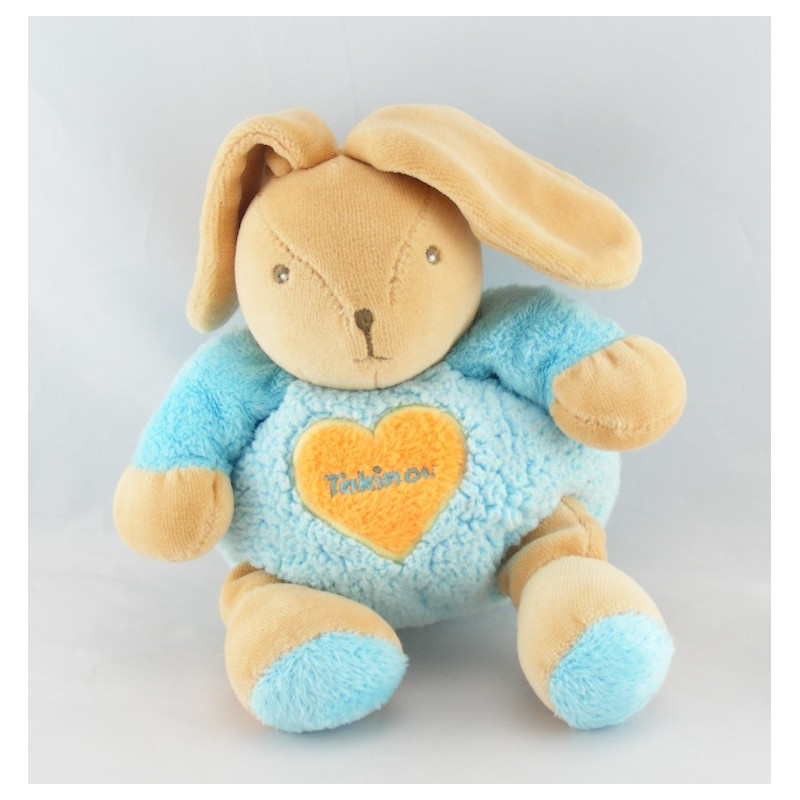 Doudou lapin bleu bandeau orange TAKINOU