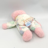 Doudou Ours rose blanc bleu jaune motifs buissons lapin NOUNOURS