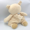 Doudou peluche ours blanc écru crémé NOUNOURS