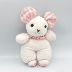 Doudou souris rose blanc carreaux AJENA
