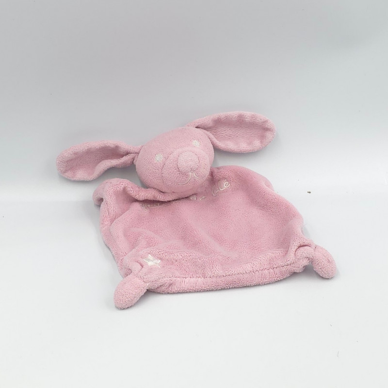 Doudou plat lapin rose GRAIN DE BLE