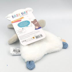 Doudou plat attache tétine lapin Poupi bleu blanc pois BABY NAT