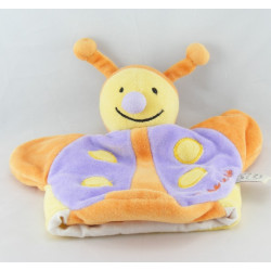 Doudou plat papillon rose bleu jaune UN REVE DE BEBE