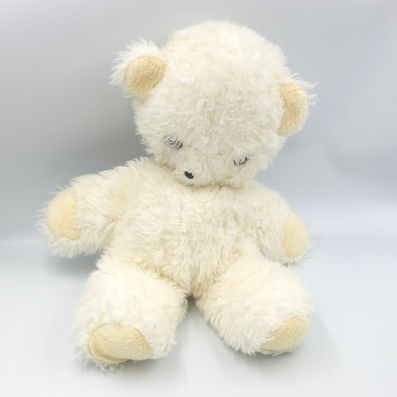 Ancienne peluche ours blanc écru beige CDJ