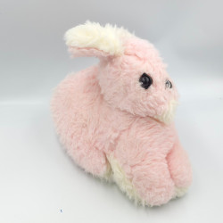 Ancienne peluche lapin rose blanc