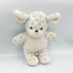 Ancien doudou peluche chien blanc pois bleu NOUNOURS