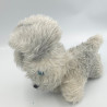 Ancienne peluche chien gris blanc yeux bleus