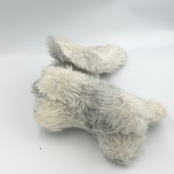 Ancienne peluche chien gris blanc yeux bleus