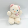 Ancienne peluche ours chat blanc rose CHAMTI