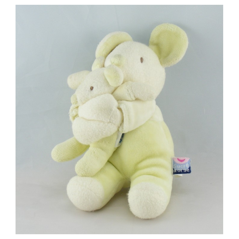 Doudou souris boule jaune orange vert bleu SUCRE D'ORGE