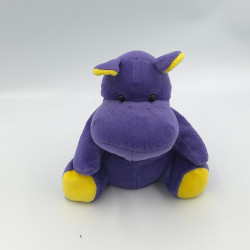 Doudou peluche hippopotame violet jaune