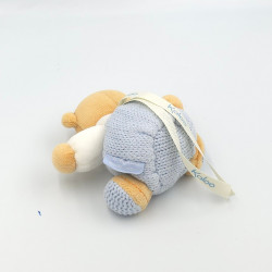 Mini Doudou ours blanc bleu laine K attache tétine KALOO