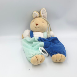 Doudou lapin bleu col blanc TEX