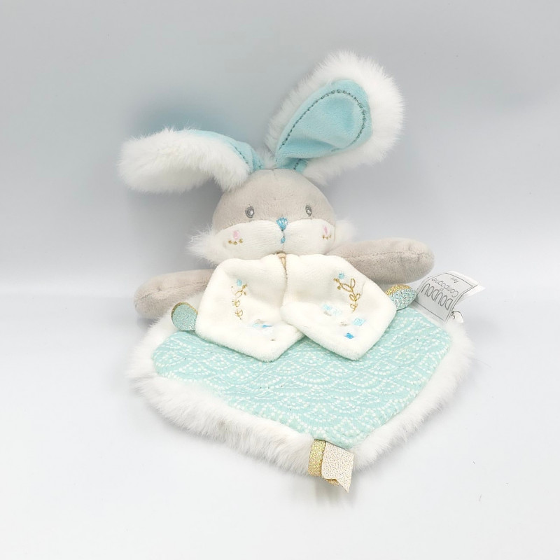 Doudou et compagnie plat lapin gris blanc bleu Lapin de sucre