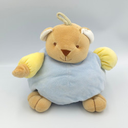Doudou Ours boule Filo bleu jaune Tex