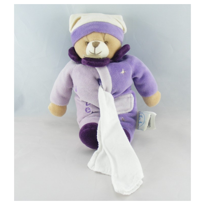 Doudou et compagnie pantin ours violet mouchoir 