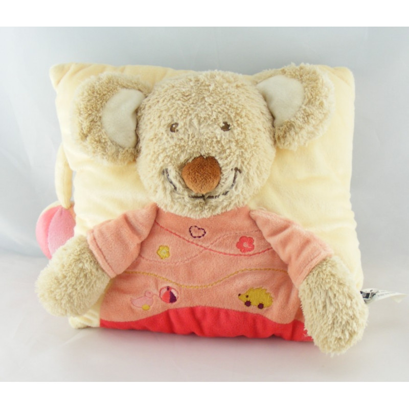Doudou plat souris rose orange TEX