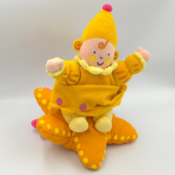 Doudou musical lutin roi jaune orange sur étoile KATHERINE ROUMANOFF