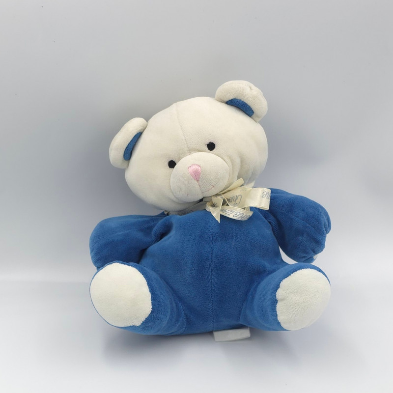 Doudou ours bleu blanc CHOCOLATINE
