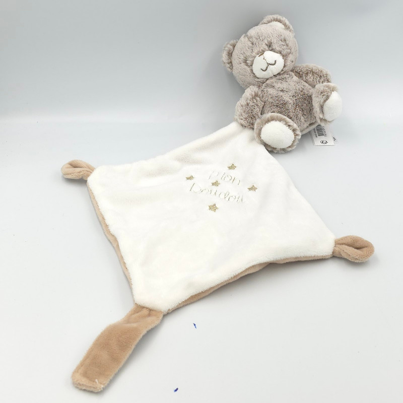 Doudou ours marron beige blanc mouchoir mon doudou TEX