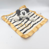 Doudou plat Mickey blanc or satin pois rayures Little Star DISNEY