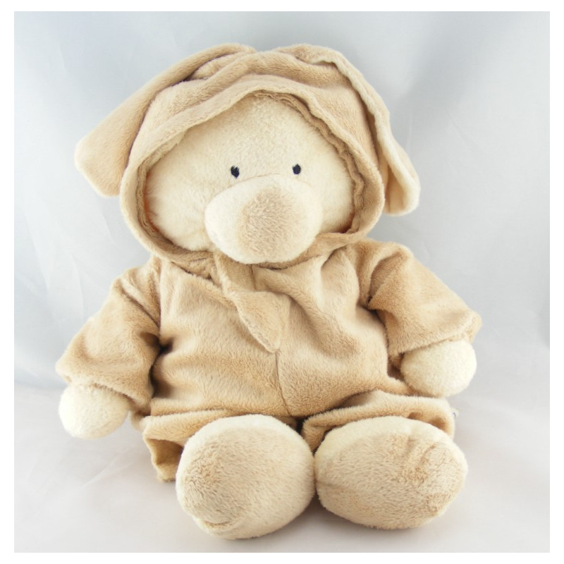 Doudou ours déguisé en lapin ecru beige NICOTOY