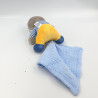 Doudou Tchoupi bleu jaune rayé avec mouchoir lange NICOTOY