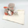 Doudou plat écureuil lunettes gris blanc orange rayé SUCRE D'ORGE