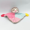 Doudou plat paresseux rose gris bleu jaune TENDER TOYS