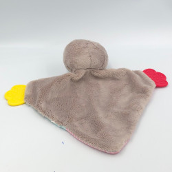 Doudou plat paresseux rose gris bleu jaune TENDER TOYS