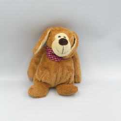 Doudou peluche chien marron foulard rouge NOUNOURS