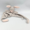 Doudou plat lapin gris rose Nina DIMPEL