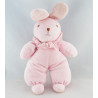 Doudou lapin rose hochet AJENA