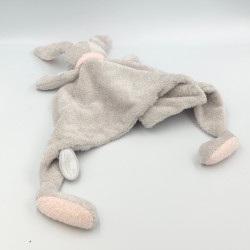 Doudou plat lapin gris rose Nina DIMPEL