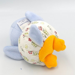 Doudou oiseau poussin bleu orange fleurs AJENA