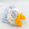 Doudou oiseau poussin bleu orange fleurs AJENA