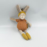 Doudou Lapin gris orange Argile Trois petits lapins Moulin Roty