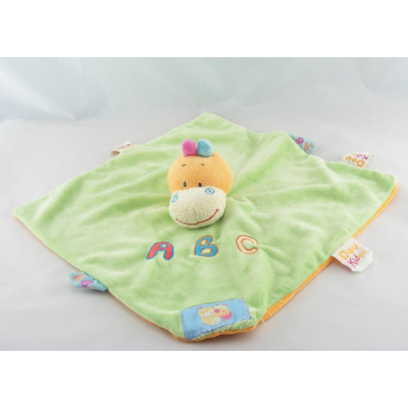 Doudou dinosaure orange vert ABC hochet DOUKIDOU