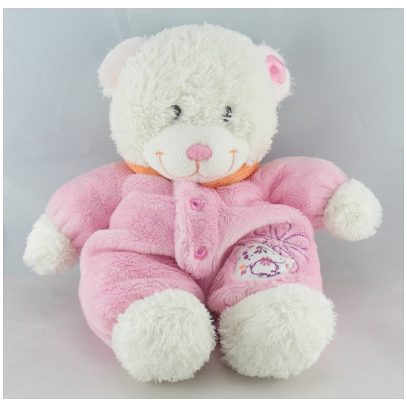 Doudou Ours Beige maillot pull rose fleur brodée Tex