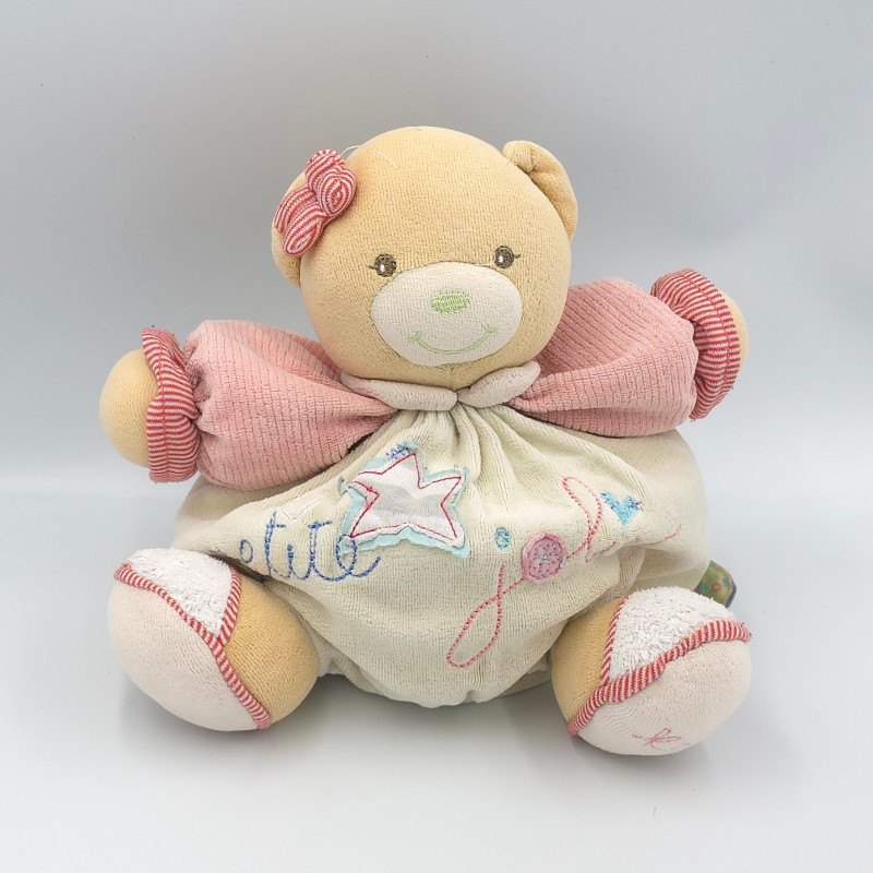 Doudou plat rond chien bleu vert MAXITA