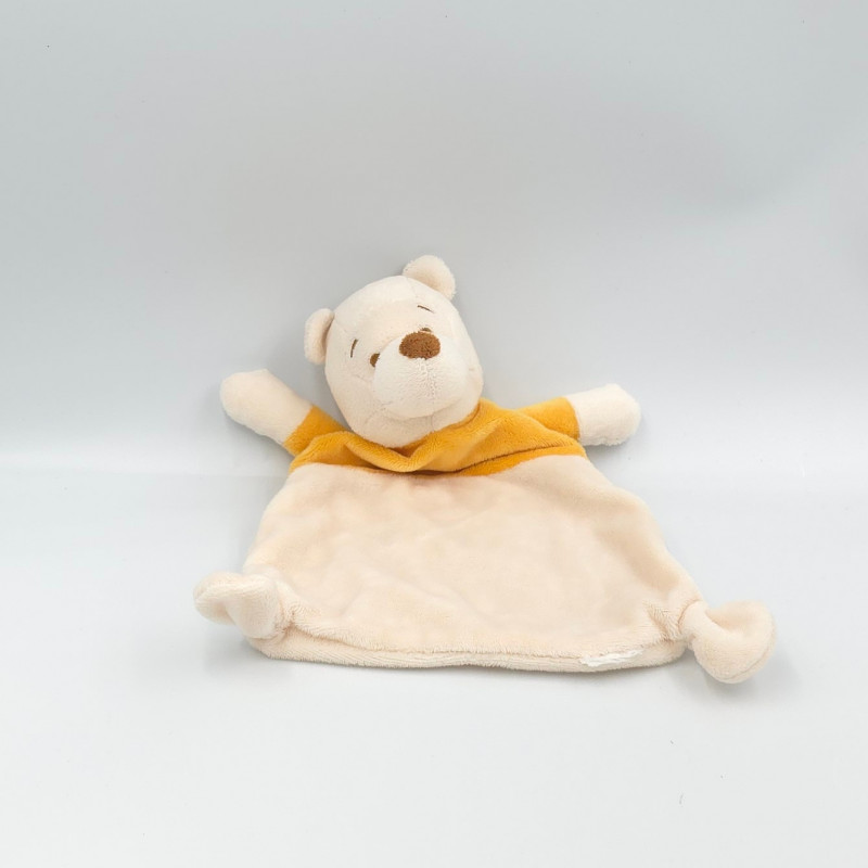 Doudou plat Winnie l'ourson orange blanc DISNEY