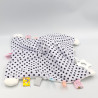 Doudou plat lapin blanc pois noir étiquettes