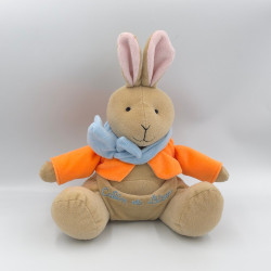 Doudou lapin beige orange bleu CALIN ET BISOU