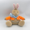 Doudou lapin beige orange bleu CALIN ET BISOU