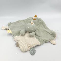 Doudou plat dinosaure Stegi vert beige veloudoux Tiga NOUKIE'S